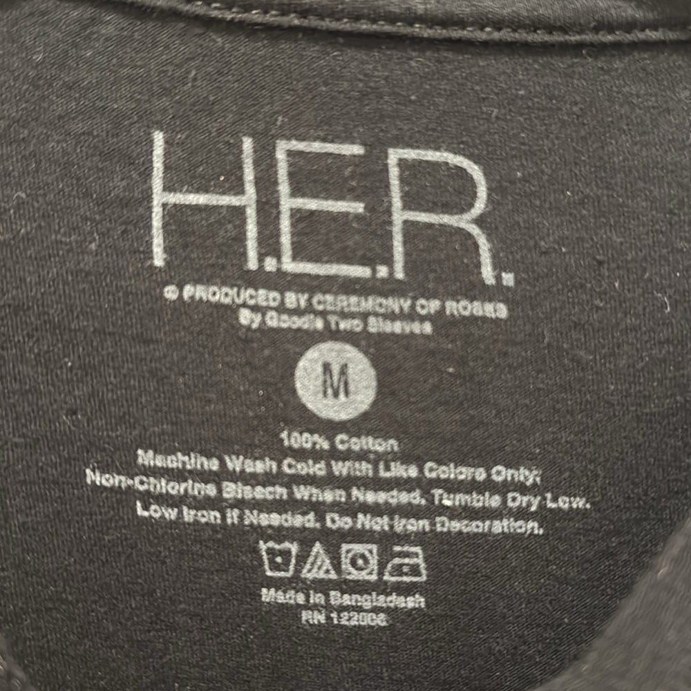 HER Playing Guitar Black T-Shirt, Size Medium - Picture 2 of 3